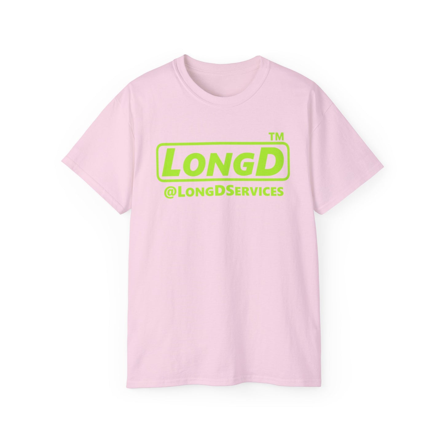 LongD® positive lime green Tag Logo Cotton Tee