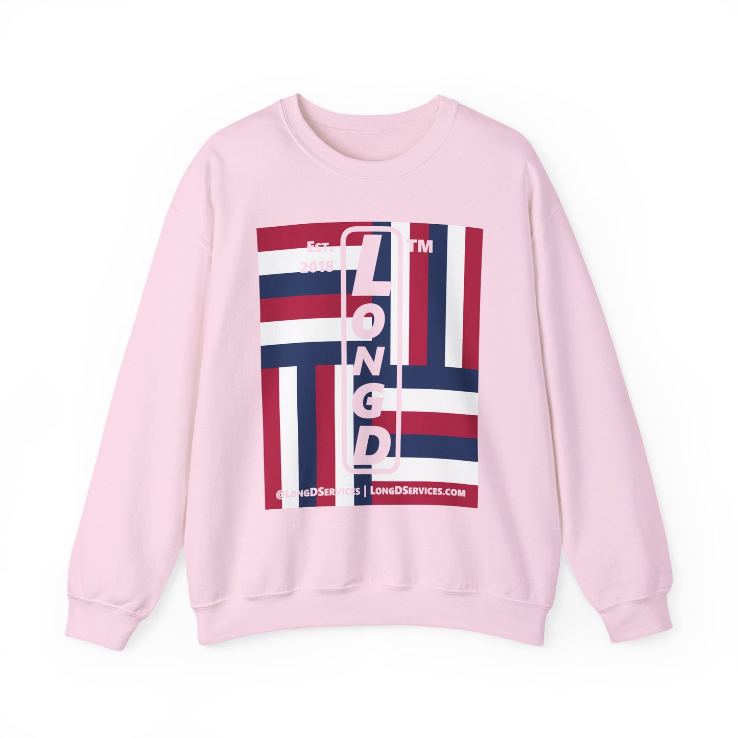 I Burst LongD negative windmill tag-domain upright front-back logo crewneck sweatshirt