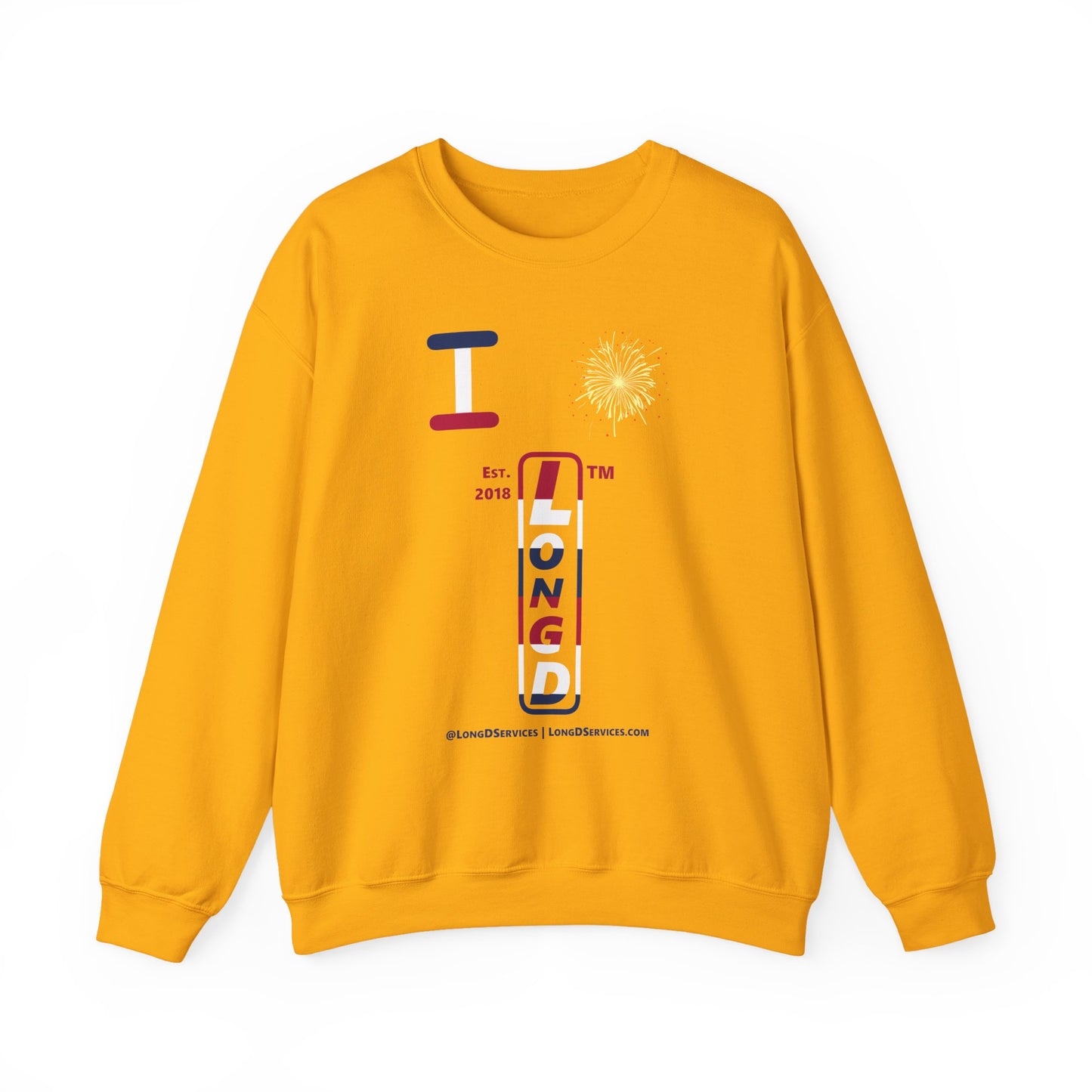 I Burst LongD positive horizontal 6-striped tag-domain upright logo crewneck sweatshirt