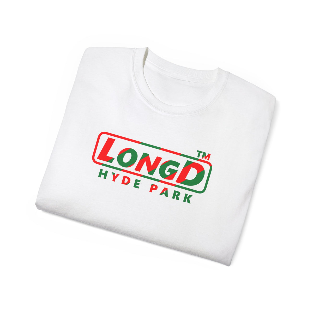 LongD Hyde Park positive pixel-weighted 6-striped logo (Xmas colors) cotton tee