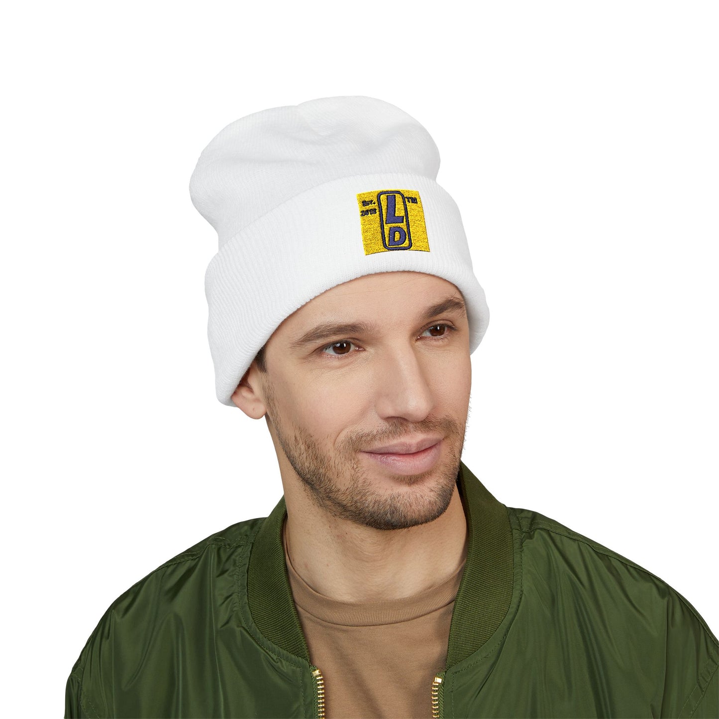 Embroidered Classic Cuffed Beanie official logo upright initials