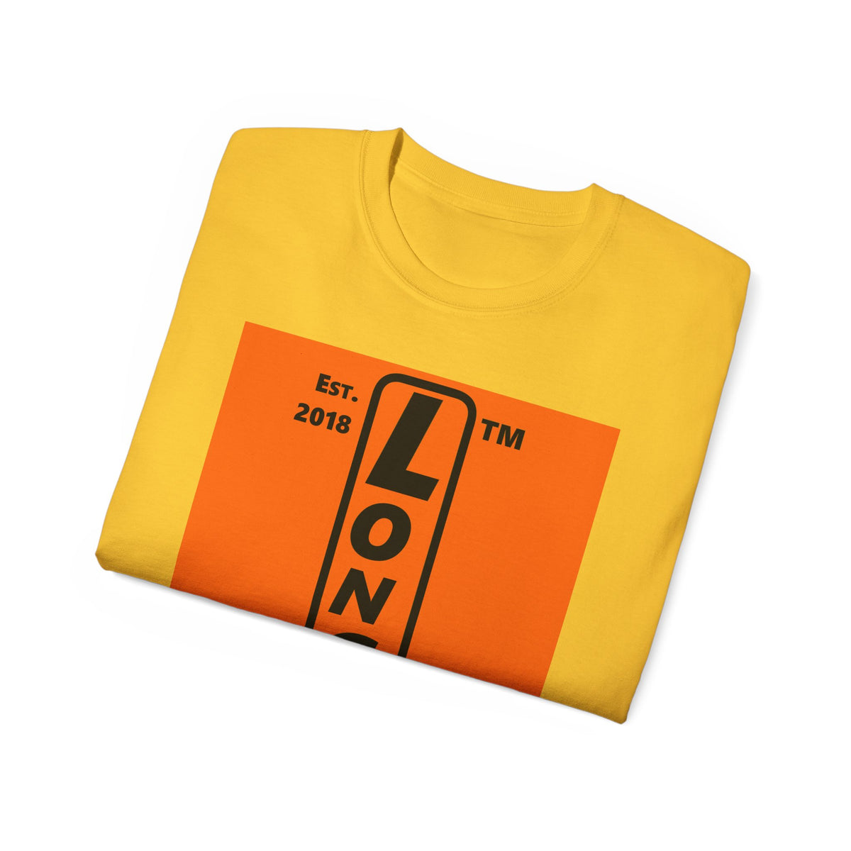 LongD Hyde Park upright logo Black (000000) on orange (FE7518) (Halloween colors) cotton tee
