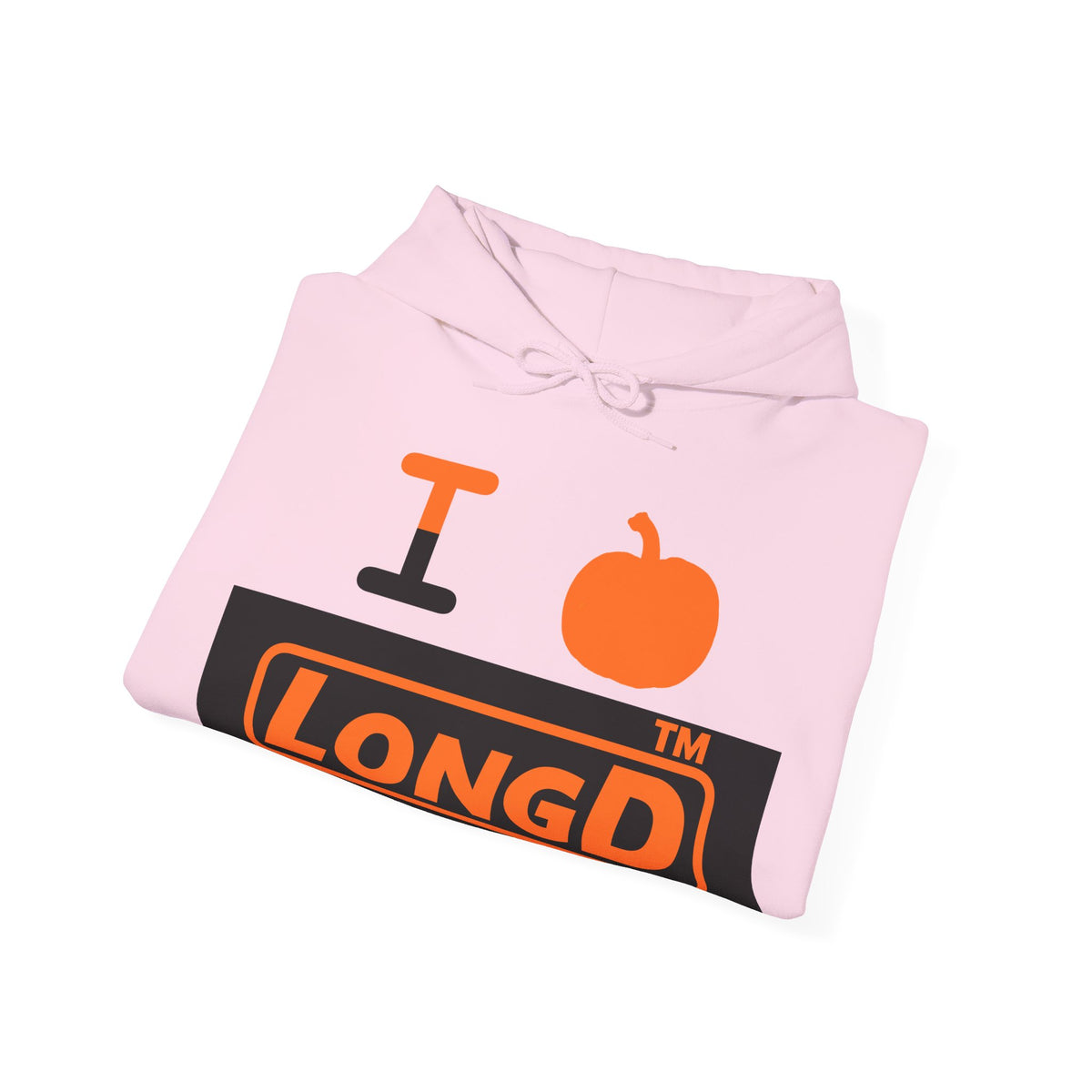 I pumpkin LongD Hyde Park logo positive orange on negative black hoodie