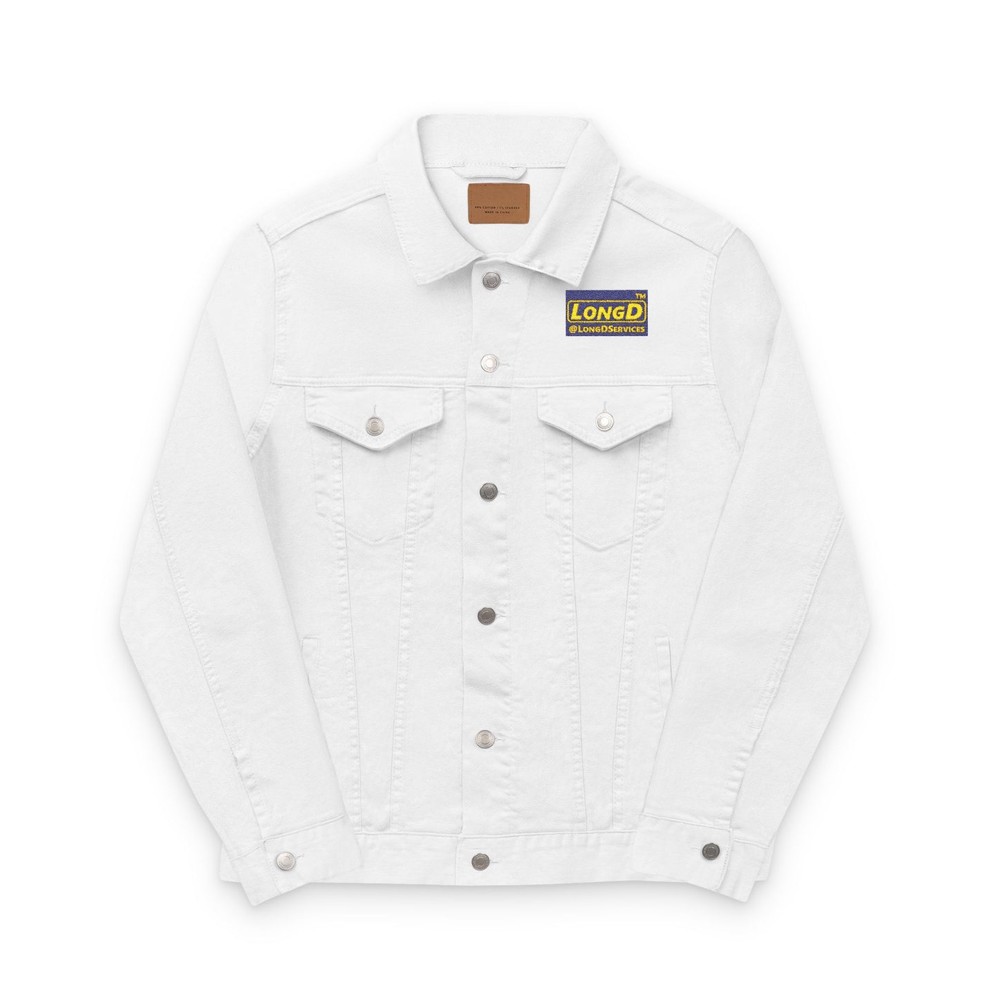 Embroidered Unisex Denim Jacket Reverse Logo
