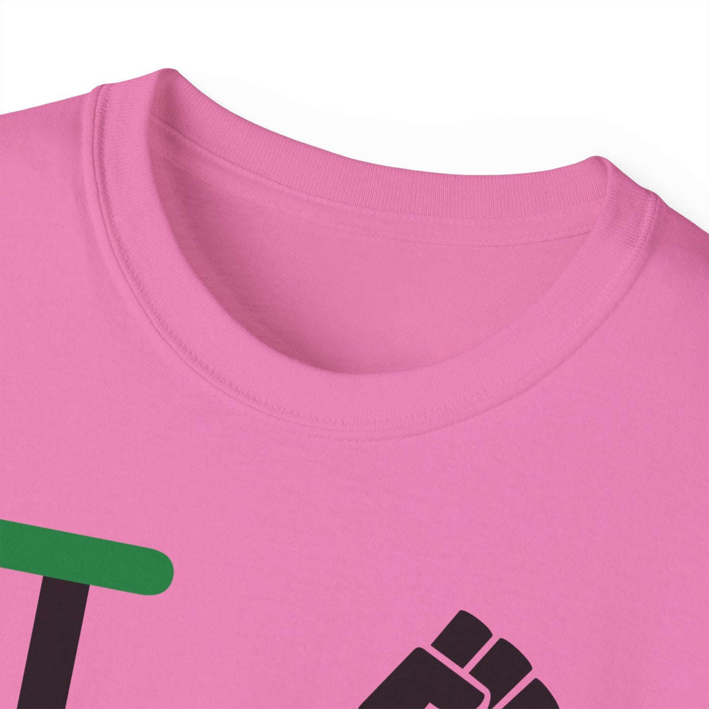 I fist LongD Cotton Tee negative horizontal striped Hyde Park upright logo (Juneteenth colors)