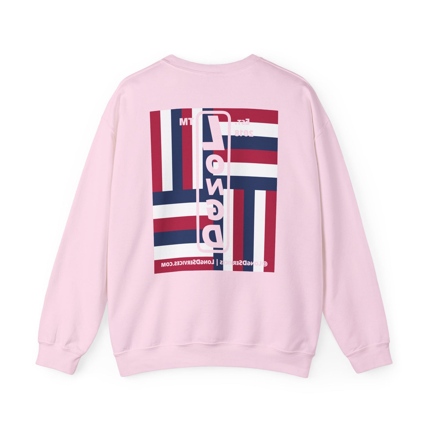 I Burst LongD negative windmill tag-domain upright front-back logo crewneck sweatshirt