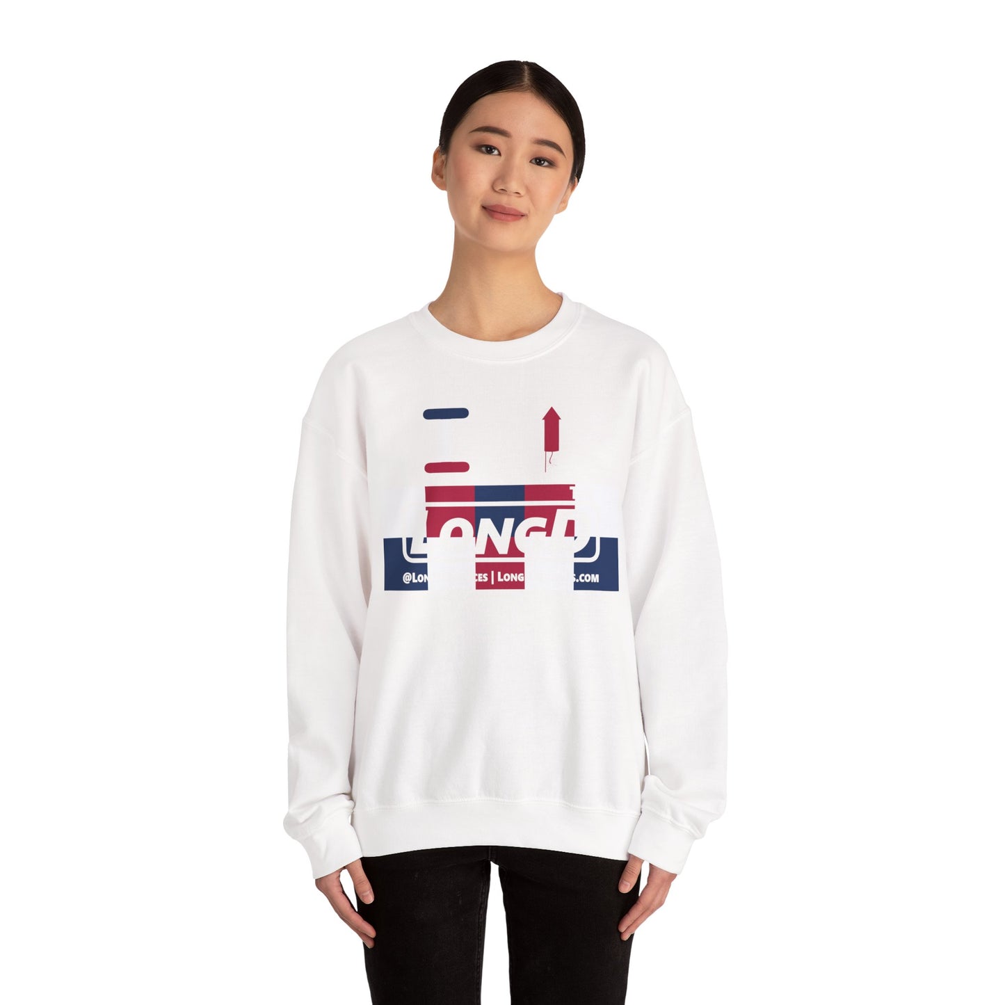 I firecracker LongD negative 2x5 tag-domain logo crewneck sweatshirt