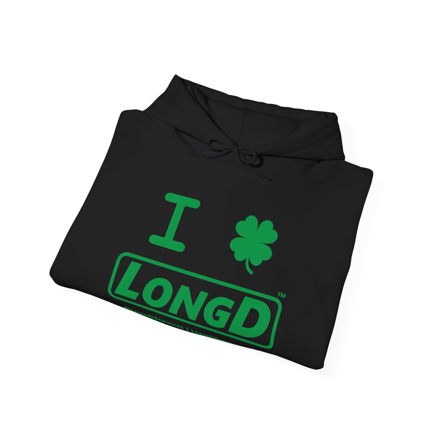 I Clover LongD® Logo Hoodie (St. Patrick's Day green text)