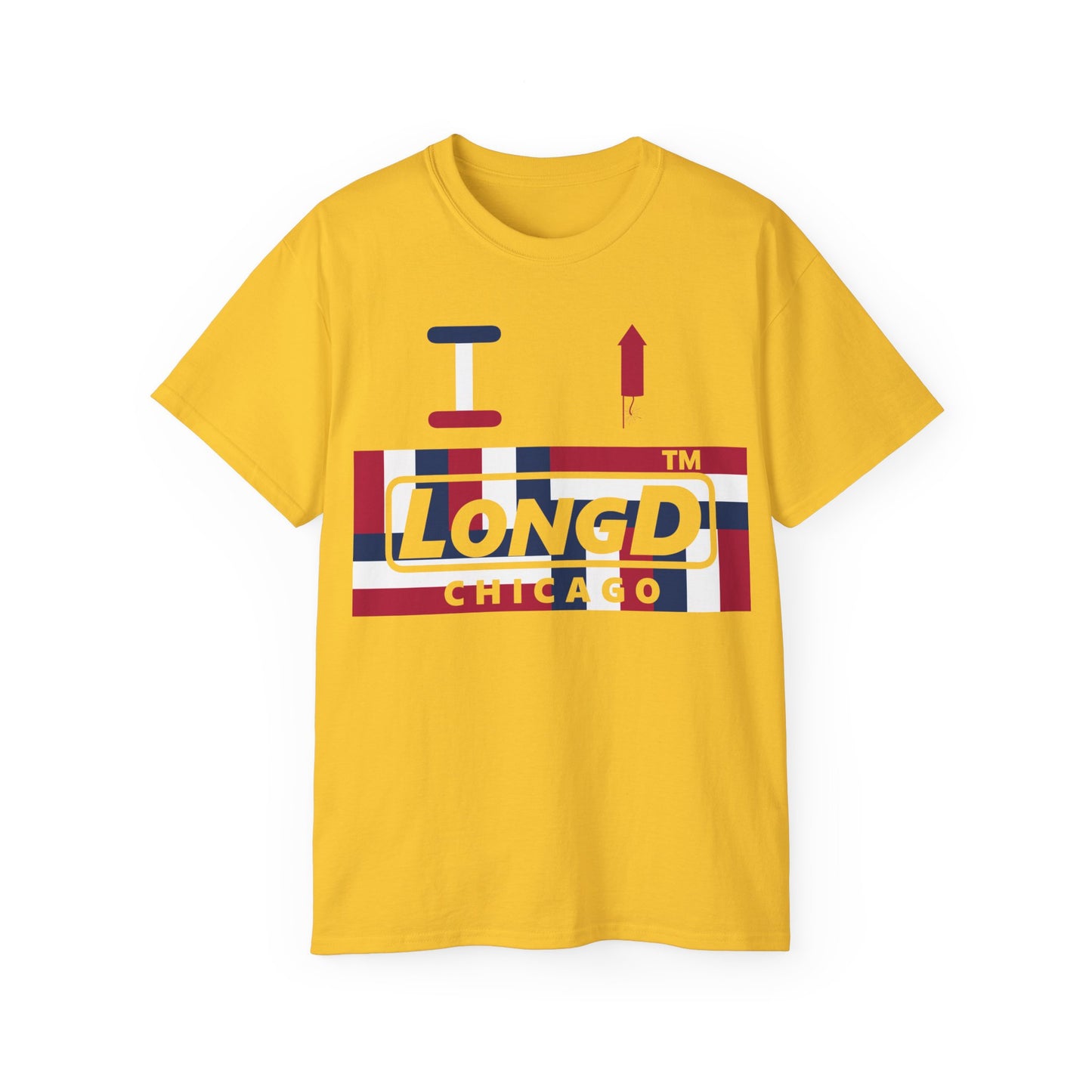 I firecracker LongD negative modified windmill Chicago logo cotton tee