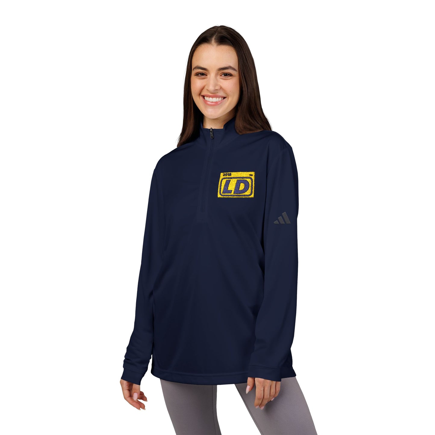 Embroidered adidas® Quarter-Zip pullover official logo initials