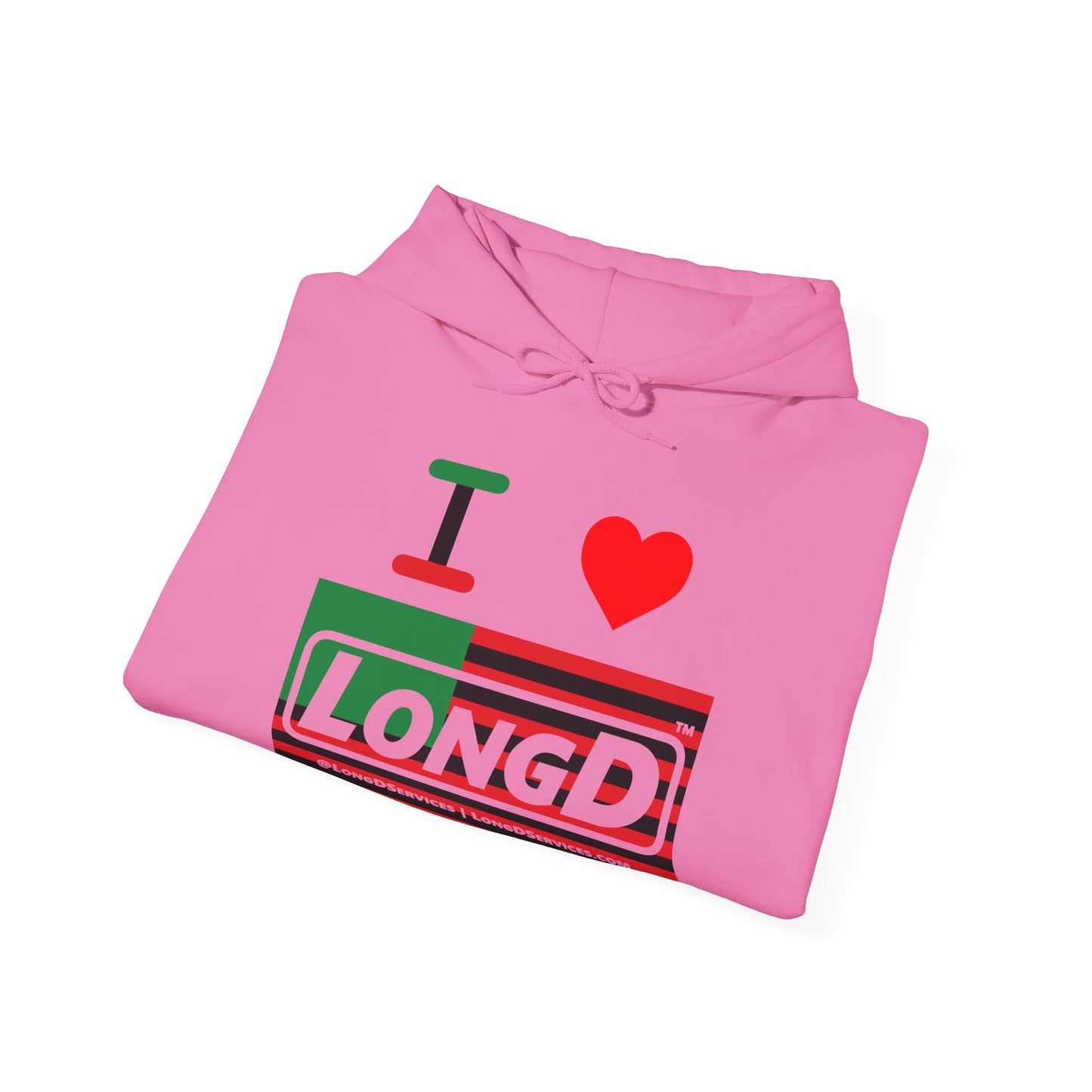 I Luv LongD® Logo Hoodie with Juneteenth negative flag