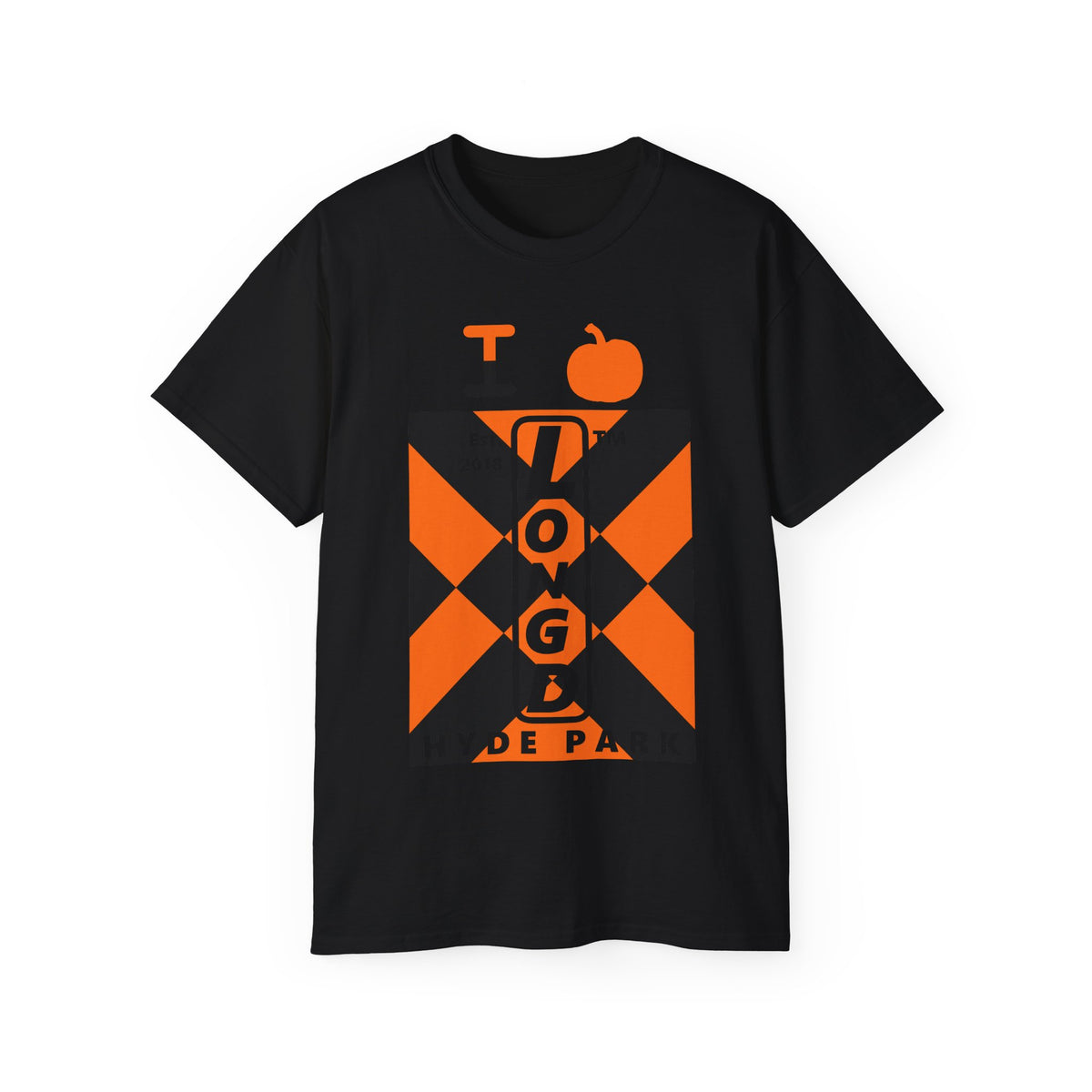 I pumpkin LongD Hyde Park negative upright mixed argyle logo cotton tee