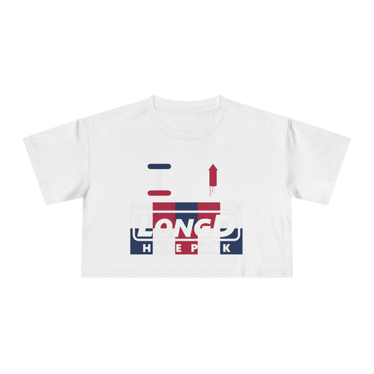 I firecracker LongD positive 2x5 Hyde Park Logo Crop Tee (Patriotic colors)