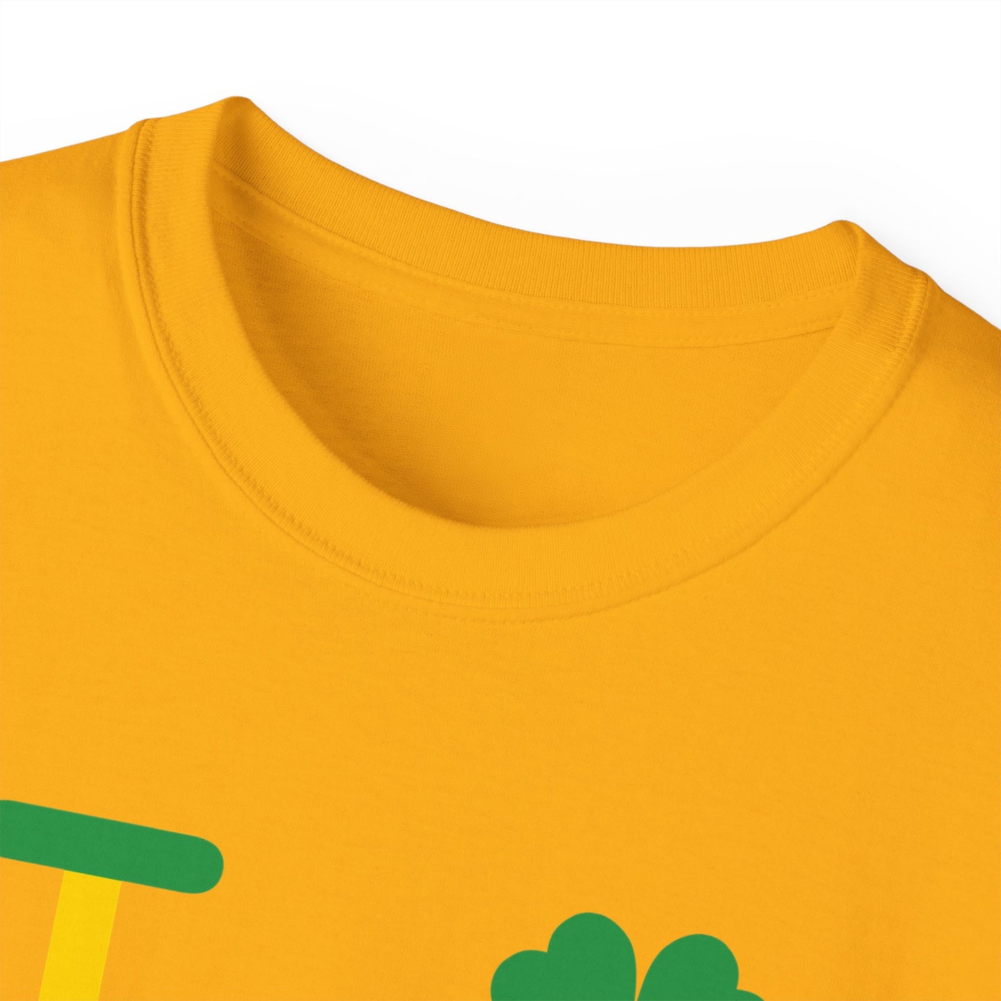 I Clover LongD® Logo Cotton Tee (St. Patrick's Day -Irish Green, Golden Yellow and Irish Orange thirds with 4-leaf clover)