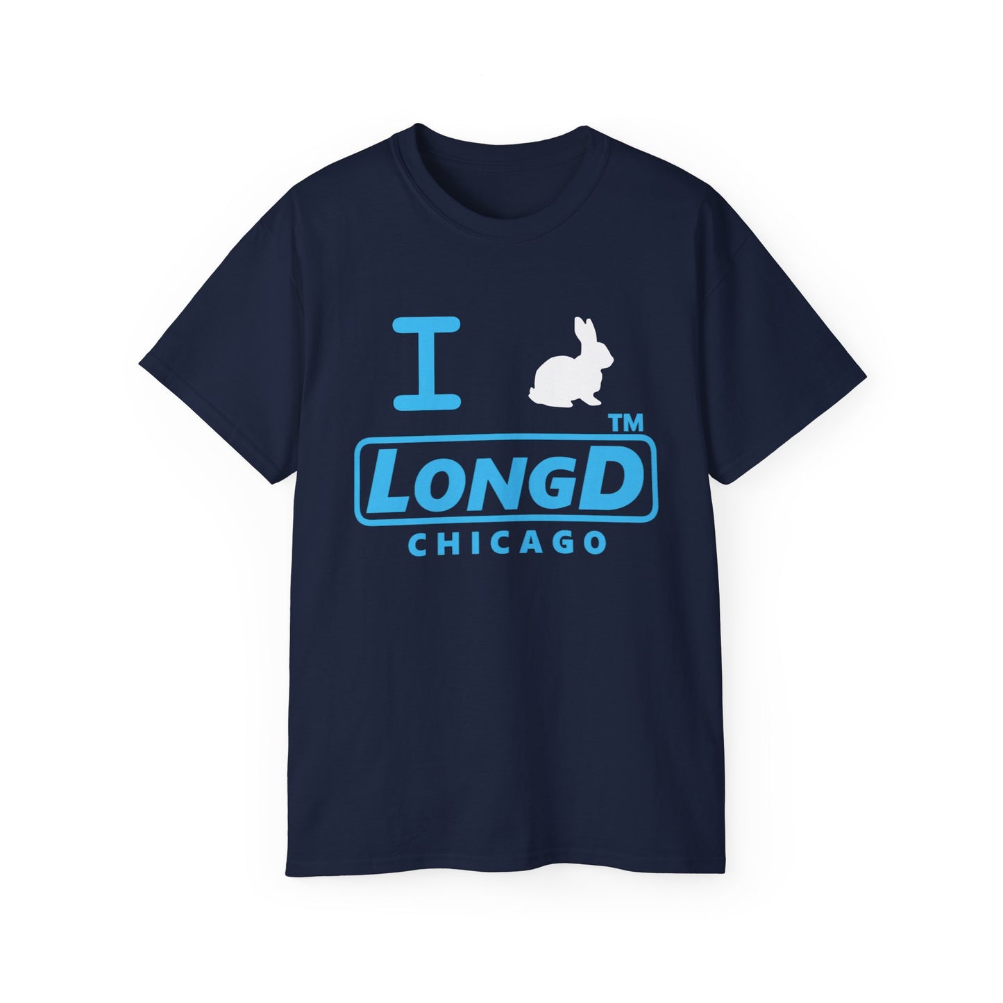 I Bunny LongD® positive turquoise Chicago Logo Cotton Tee
