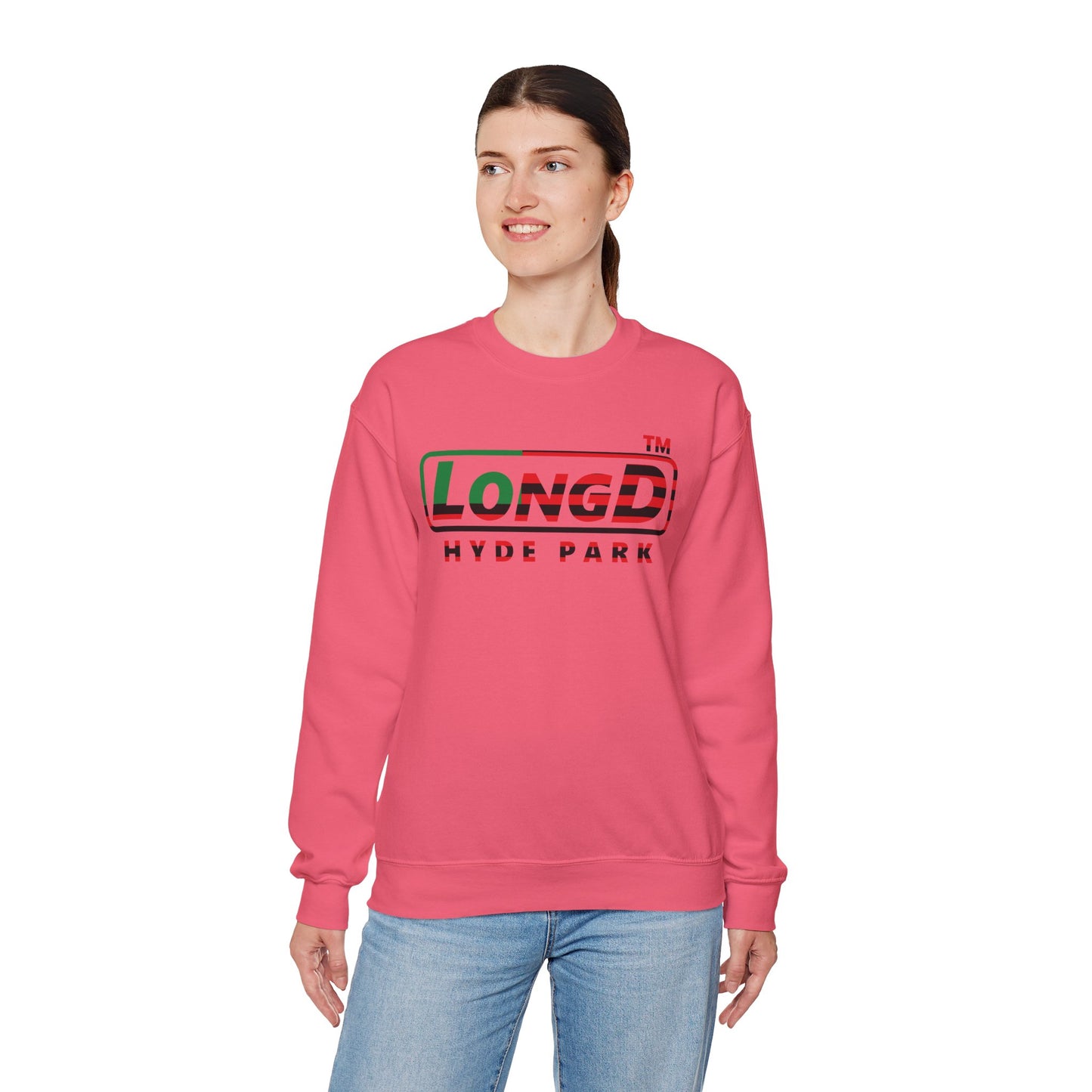 LongD positive flag Hyde Park logo crewneck sweatshirt (Juneteenth colors)