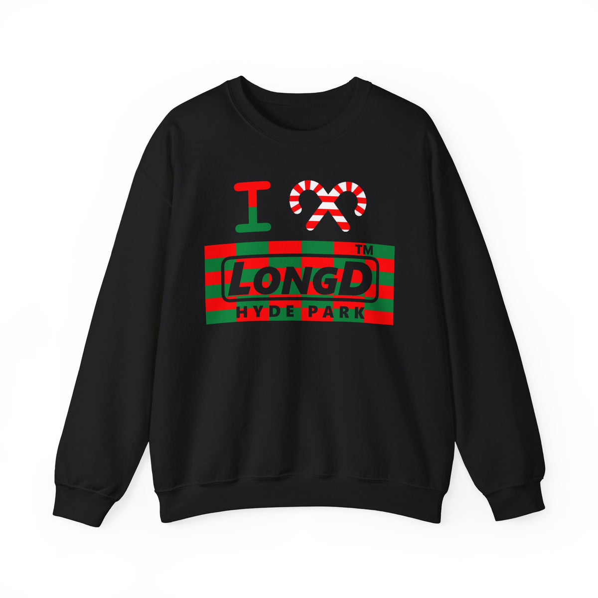 I candy cane LongD Hyde Park negative tiled logo crewneck sweatshirt