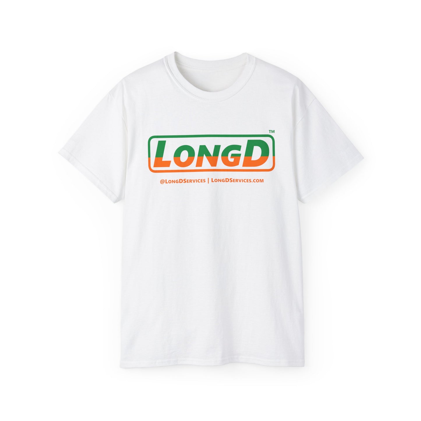 LongD® Logo Cotton Tee (St. Patrick's Day -Irish Green and Irish Orange top-bottom split)