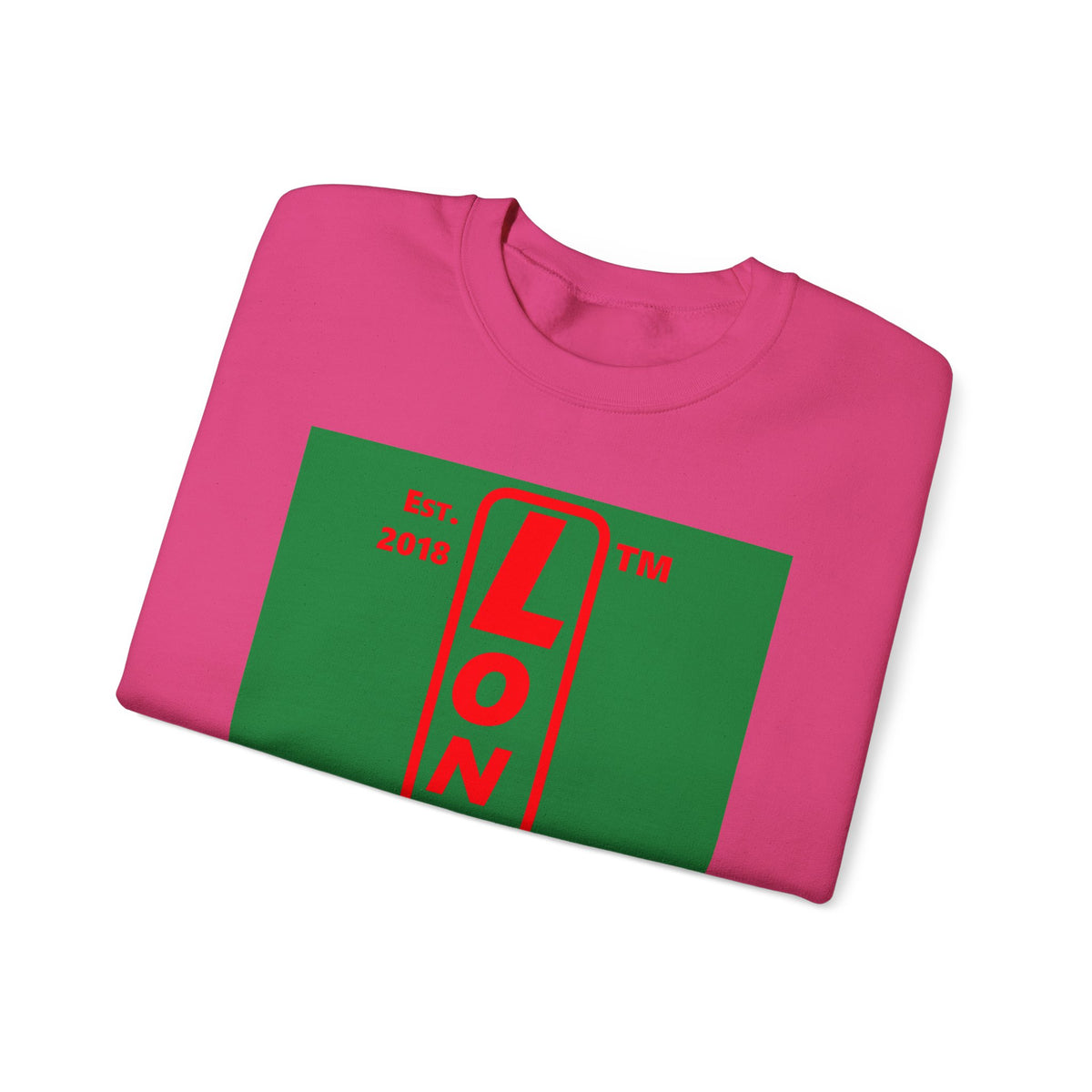 LongD Chicago upright logo positive red on negative green (Xmas colors) crewneck sweatshirt