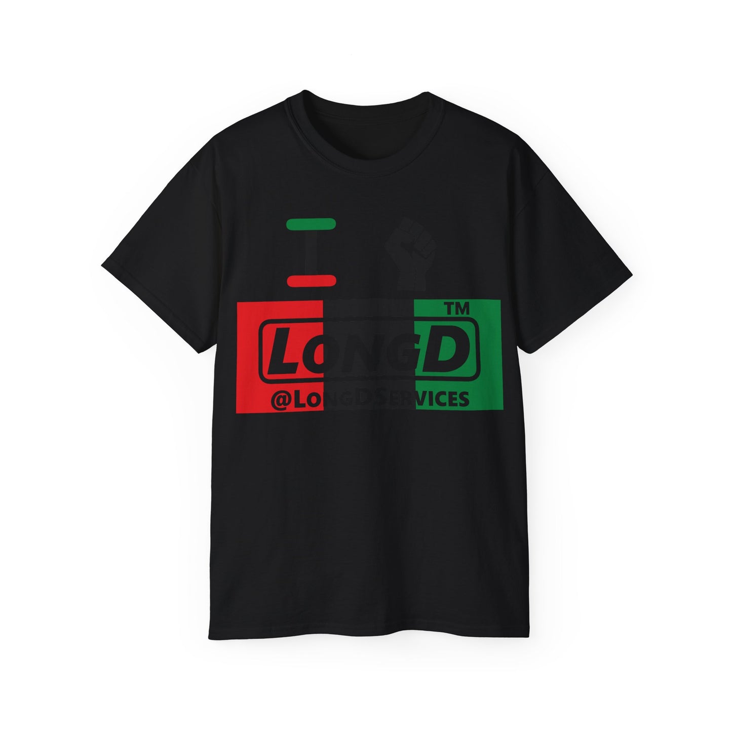I fist LongD negative vertical 3-striped tag logo cotton tee
