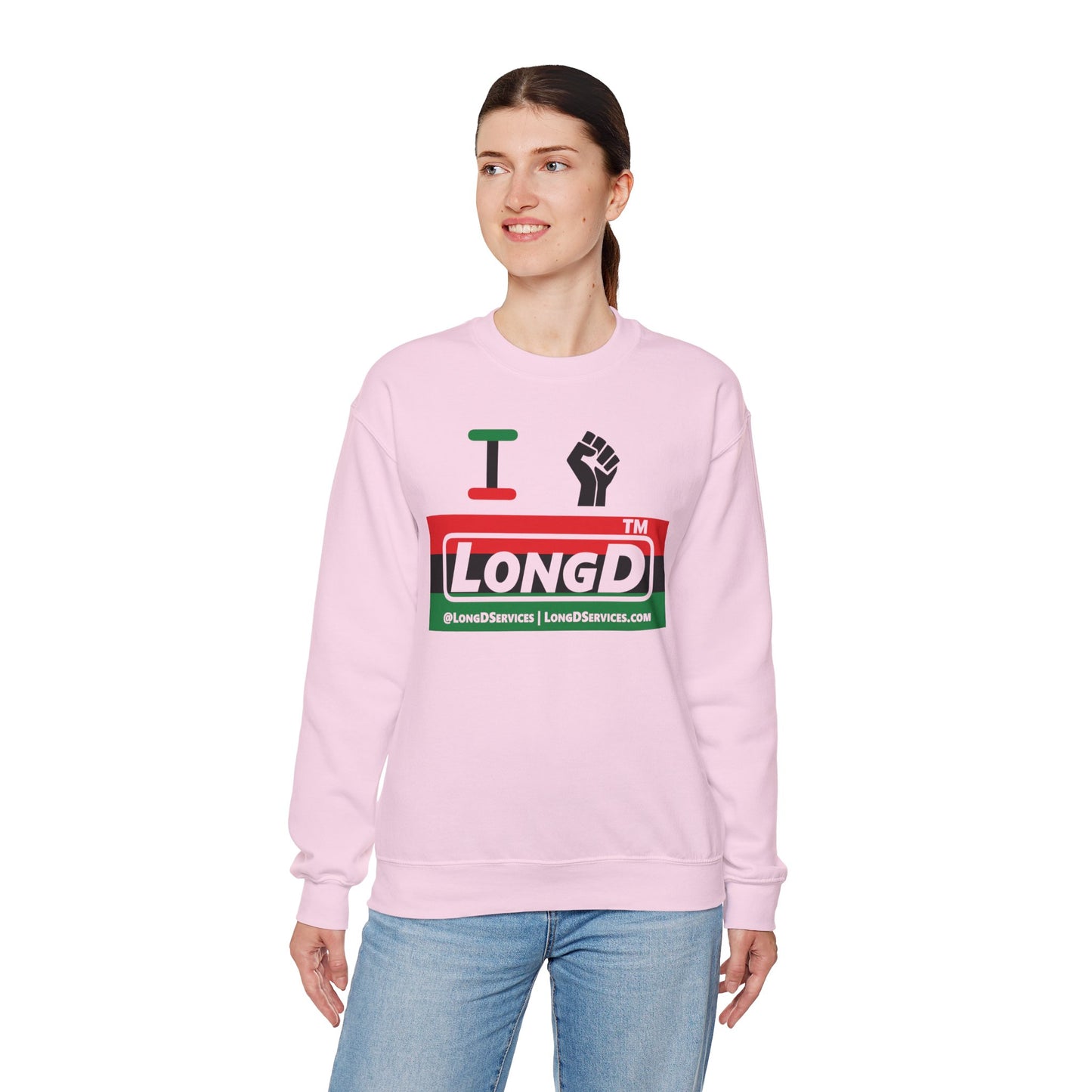 I fist LongD negative horizontal 3-striped tag-domain logo crewneck sweatshirt