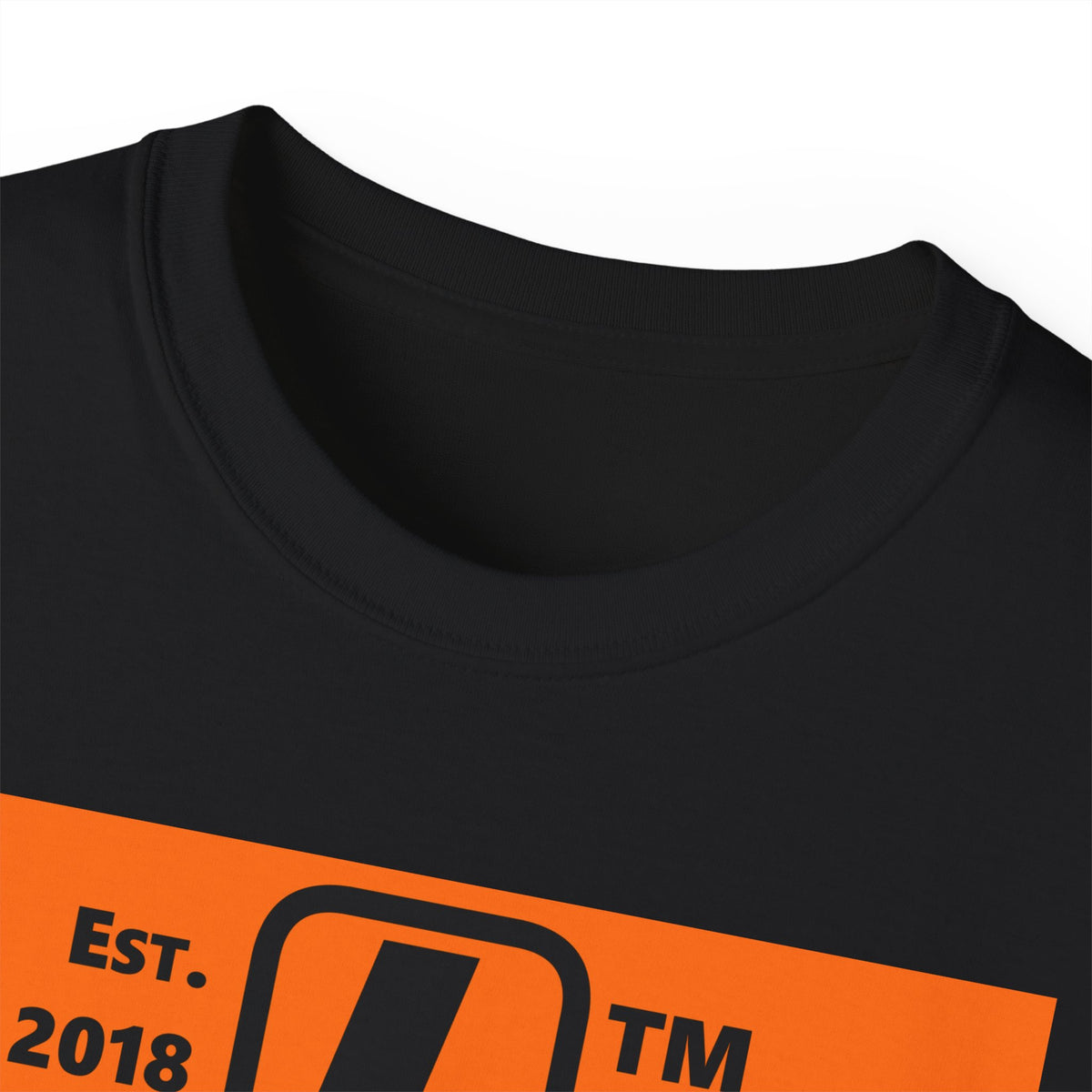 LongD Hyde Park upright logo Black (000000) on orange (FE7518) (Halloween colors) cotton tee