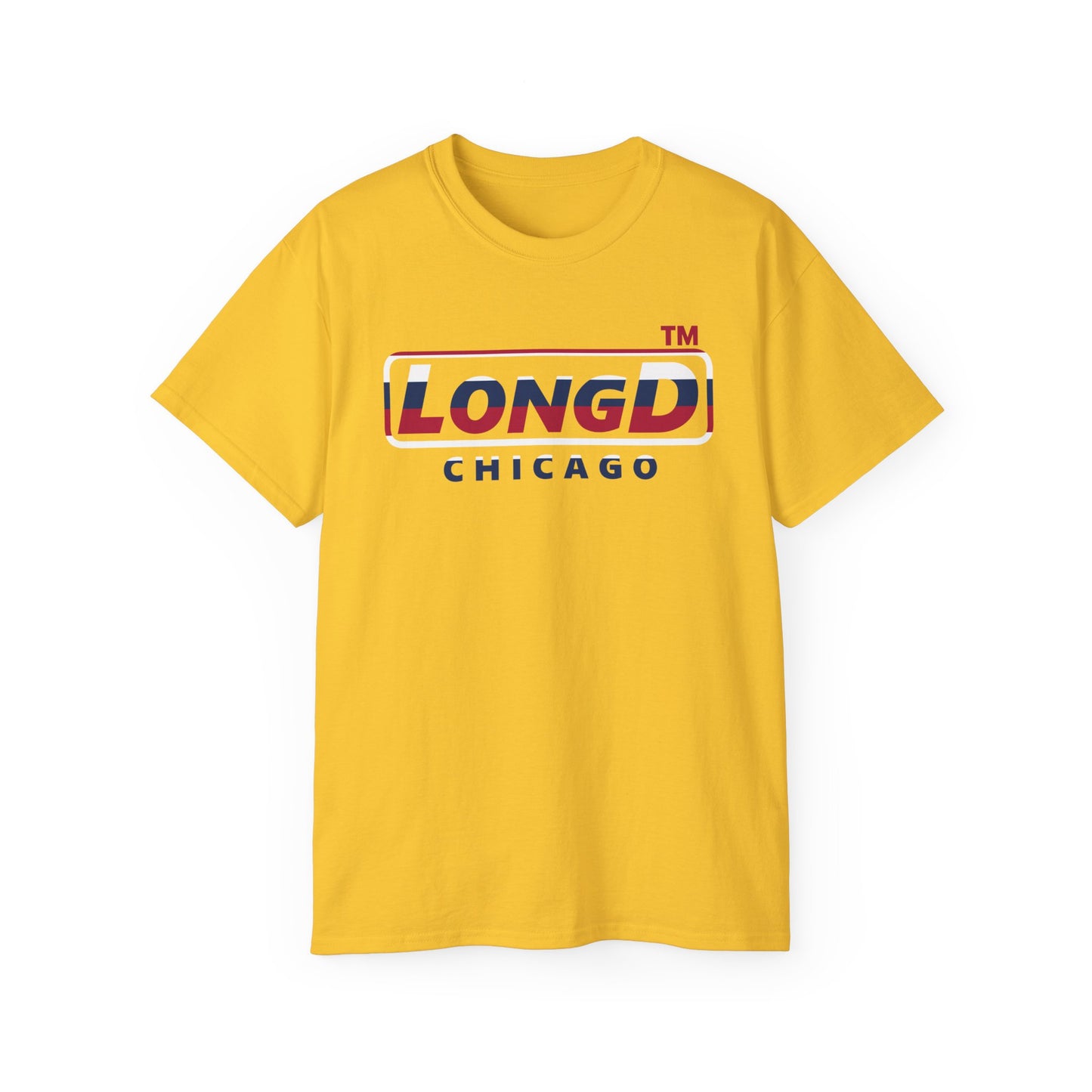 LongD positive horizontal 6-striped Chicago logo cotton tee (patriotic colors)
