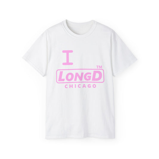 I Bunny LongD® positive pink Chicago Logo Cotton Tee