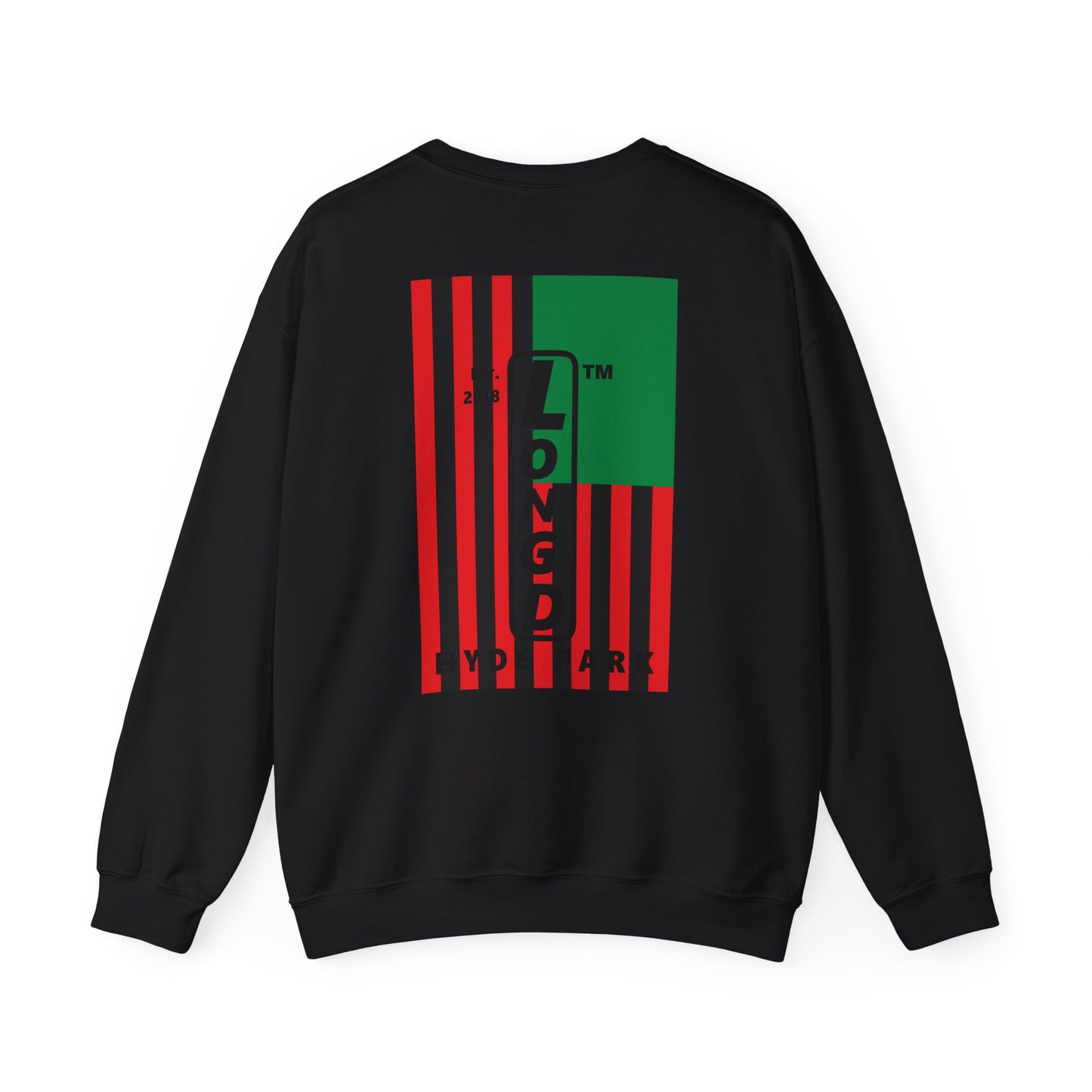 LongD negative cropped flag single-breasted front-back Hyde Park upright logo crewneck sweatshirt (Juneteenth colors)