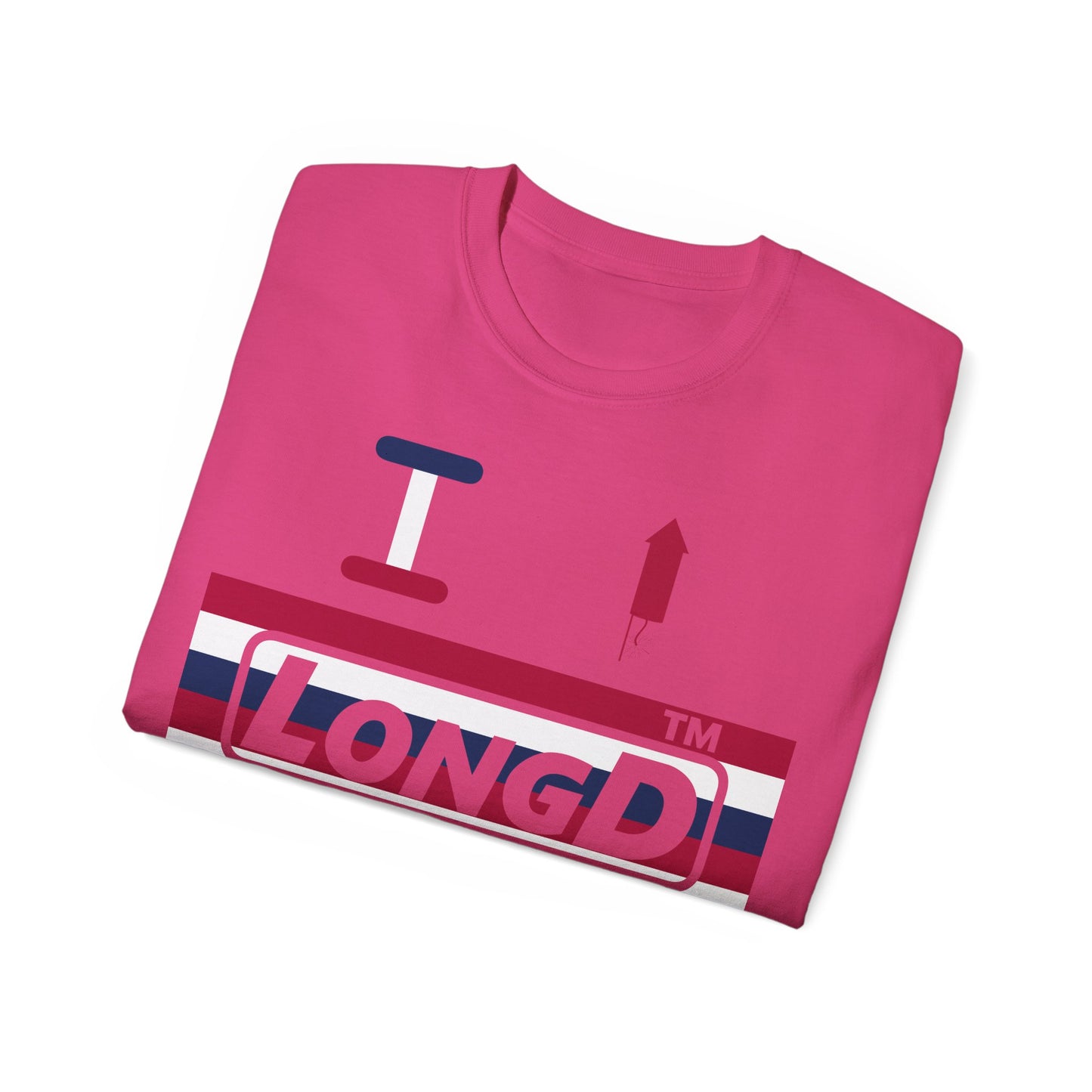 I firecracker LongD negative horizontal 6-striped tag logo cotton tee