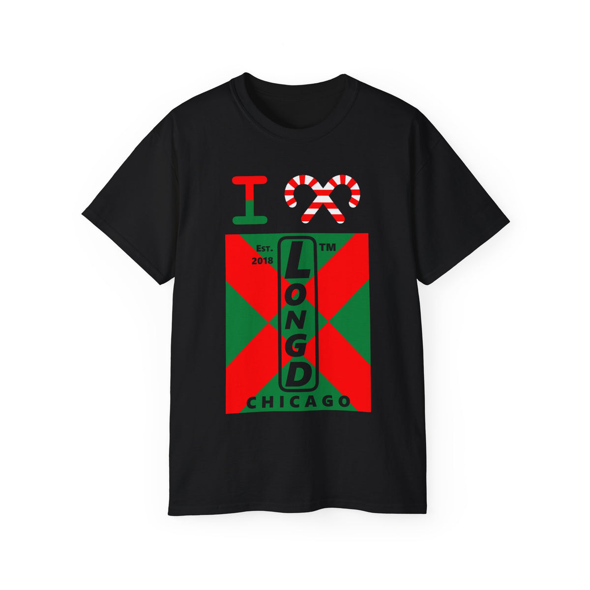 I candy cane LongD Chicago negative upright argyle x logo cotton tee