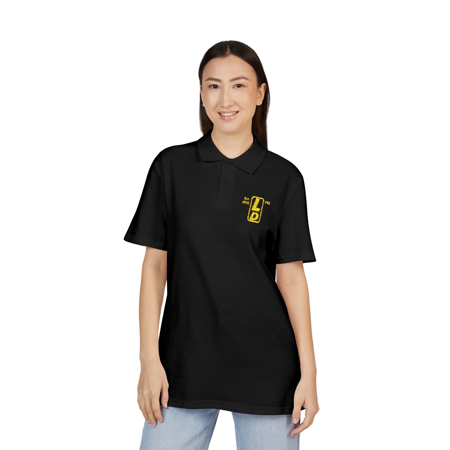 Embroidered LongD alternate basic logo upright initials polo shirt