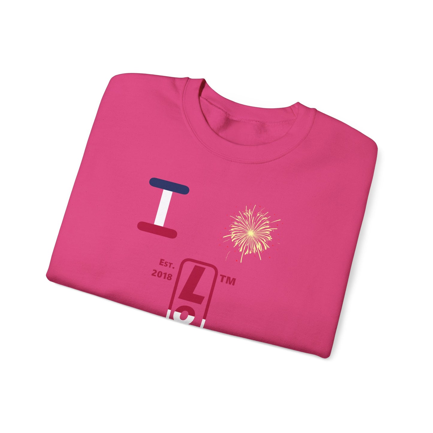 I Burst LongD positive horizontal 3-striped tag upright logo crewneck sweatshirt