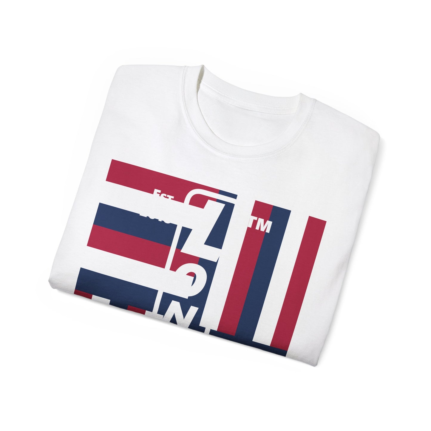 LongD cotton tee negative windmill Chicago upright logo (Patriotic colors)