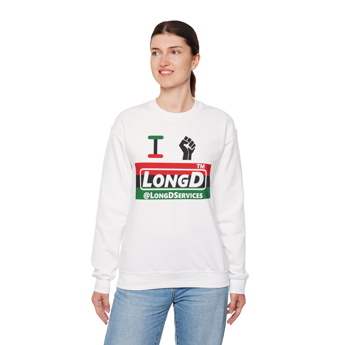 I fist LongD negative horizontal 3-striped tag logo crewneck sweatshirt