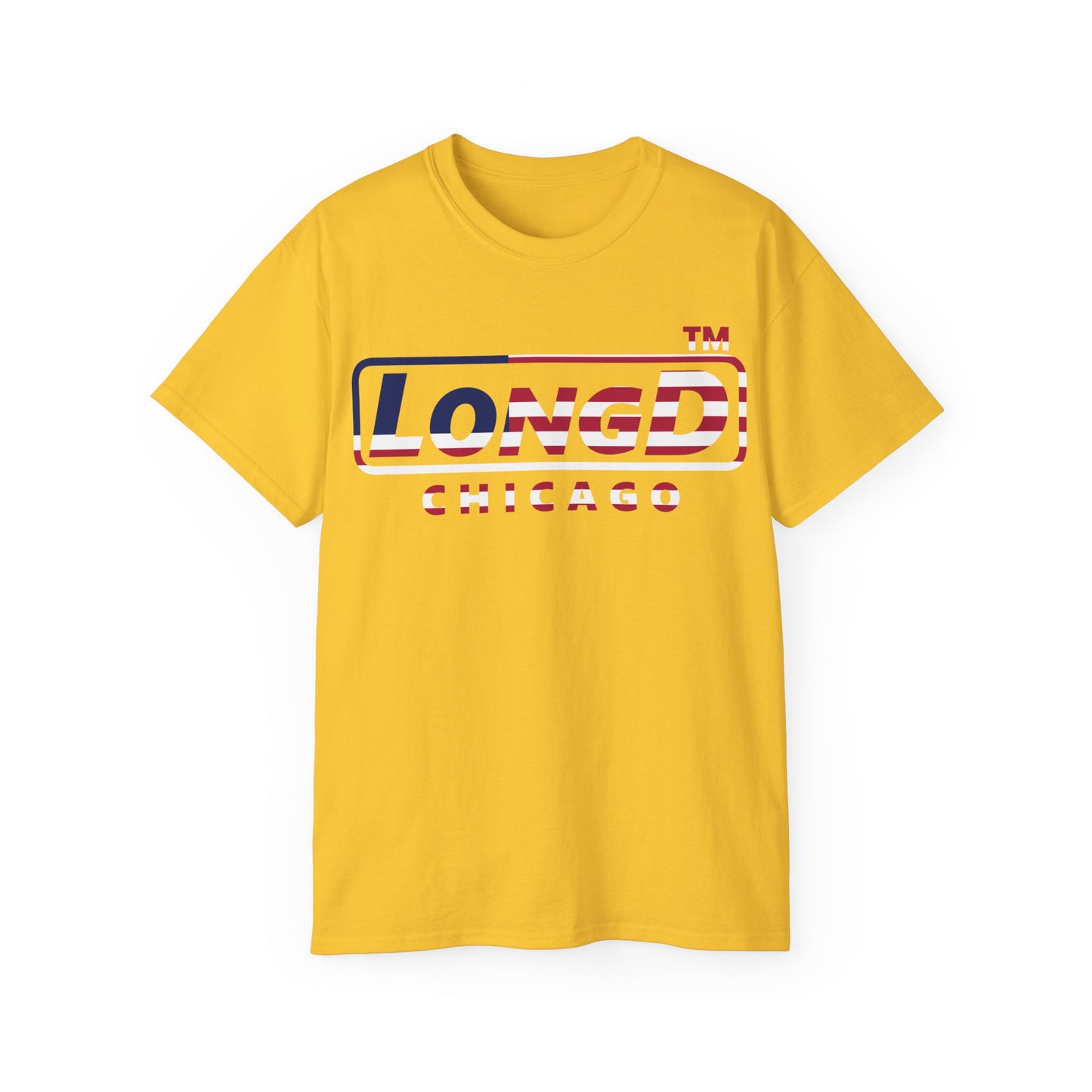LongD positive flag Chicago logo cotton tee (patriotic colors)