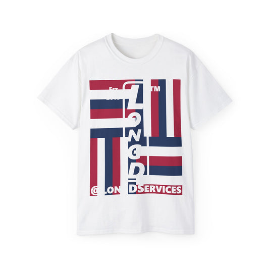 LongD cotton tee negative windmill tag upright logo (Patriotic colors)