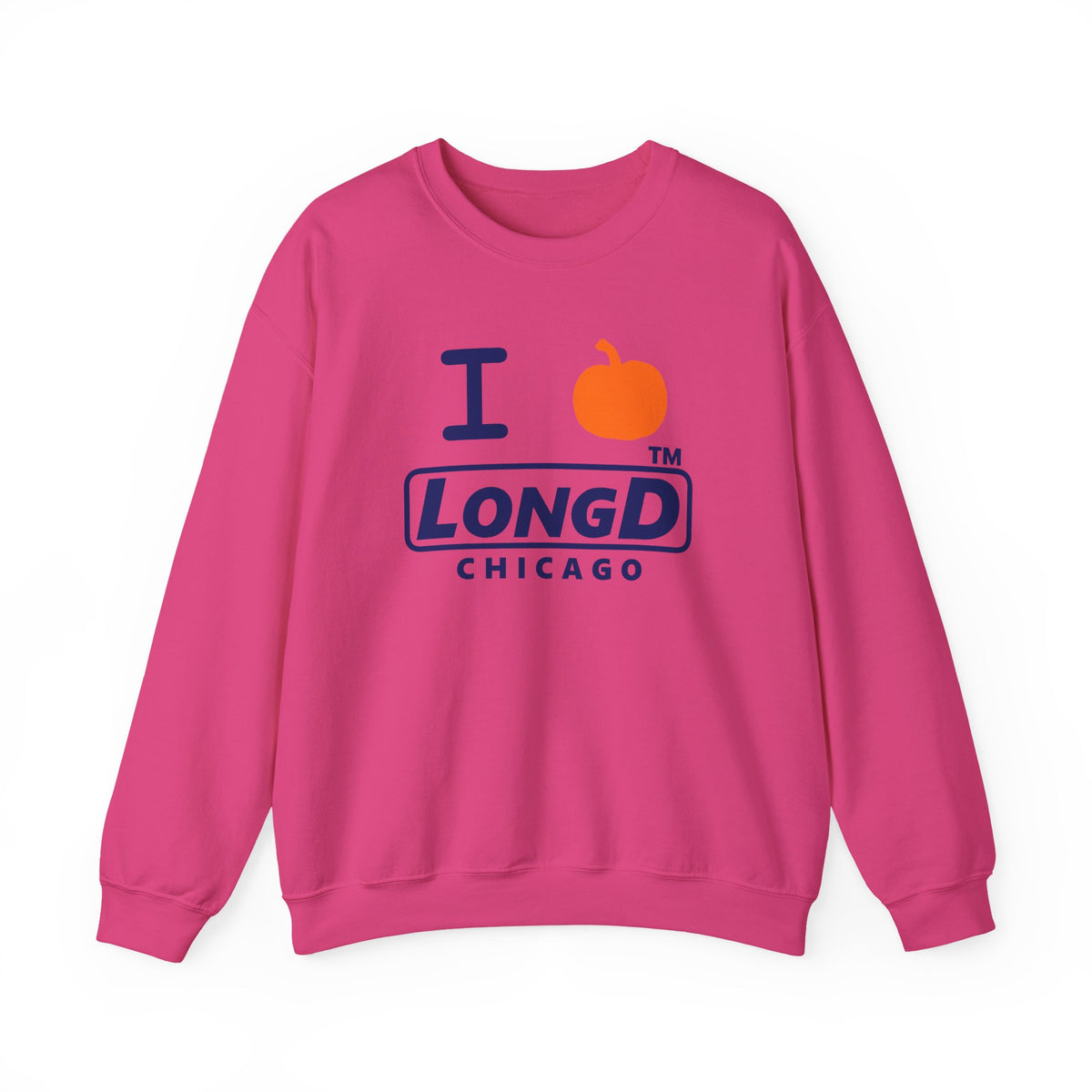 I pumpkin LongD Chicago positive basic Navy (002060) front-back logo crewneck sweatshirt