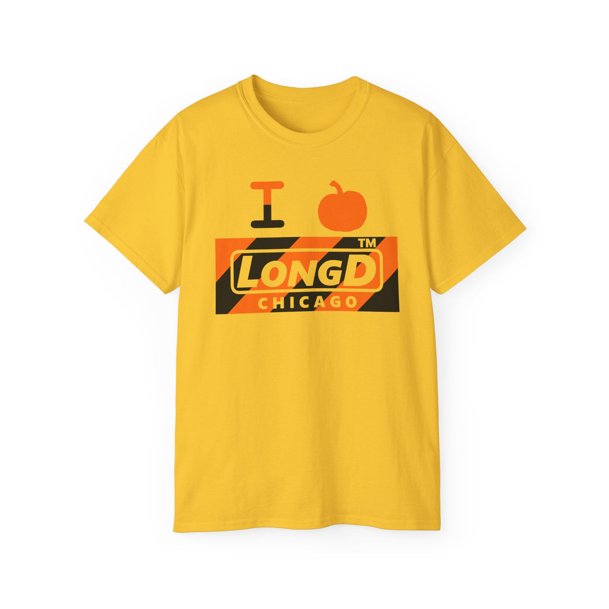 I pumpkin LongD Chicago negative diagonal 6-striped logo cotton tee