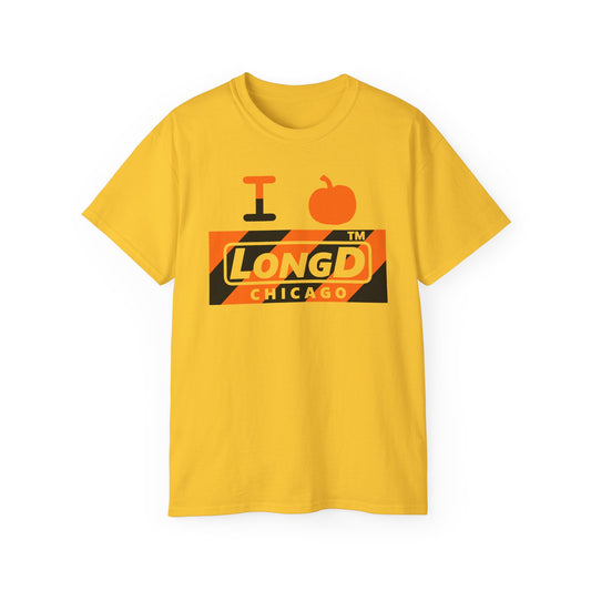 I pumpkin LongD Chicago negative diagonal 6-striped logo cotton tee