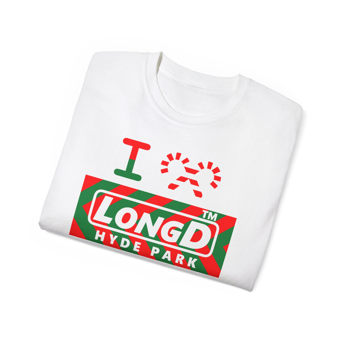 I candy cane LongD Hyde Park negative leftward chevron logo cotton tee