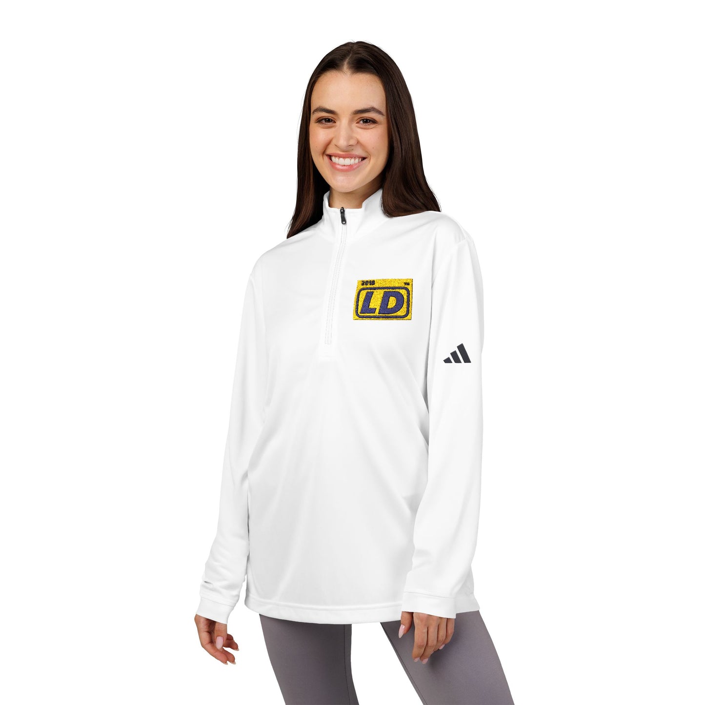 Embroidered adidas® Quarter-Zip pullover official logo initials