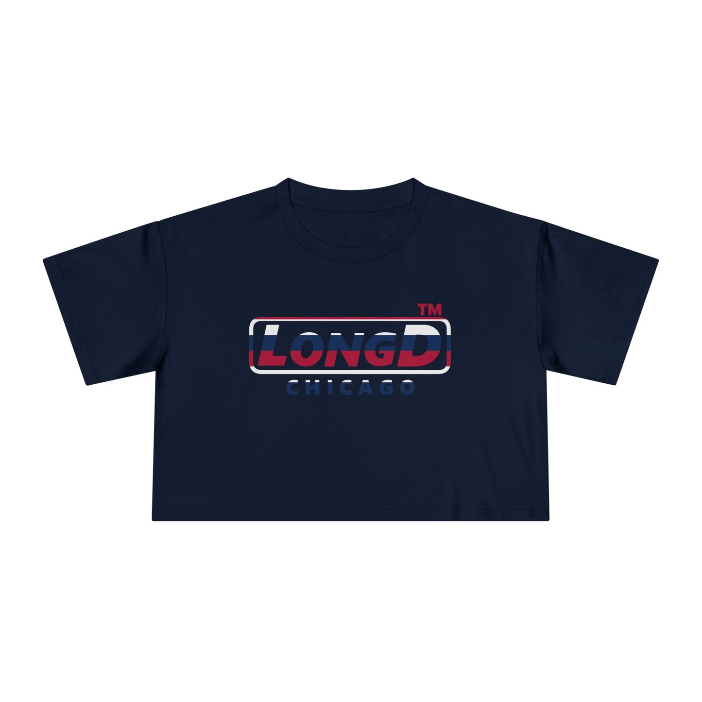 LongD positive horizontal 6-striped Chicago Logo Crop Tee (Patriotic colors)