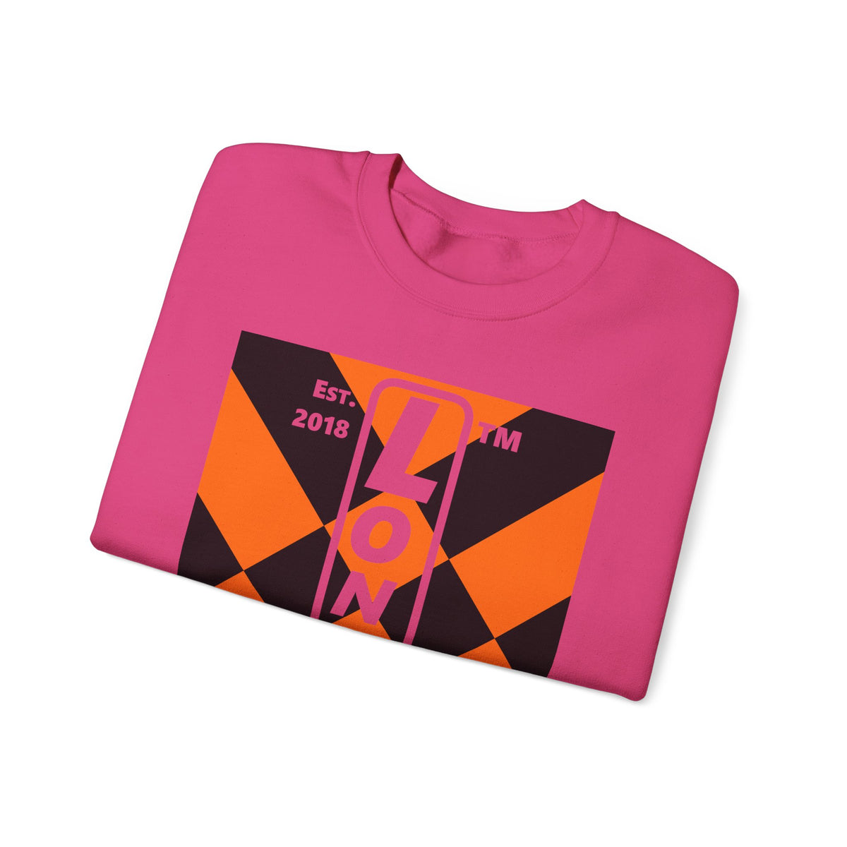 LongD Hyde Park negative upright mixed argyle logo (Halloween colors) crewneck sweatshirt