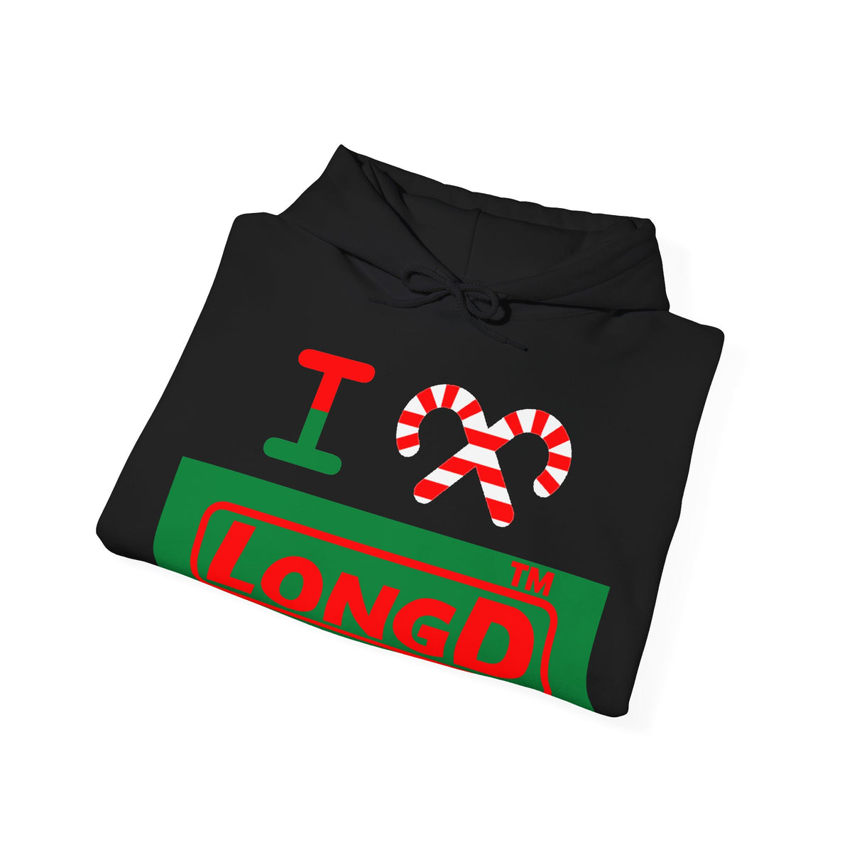 I candy cane LongD Chicago logo positive red on negative green hoodie