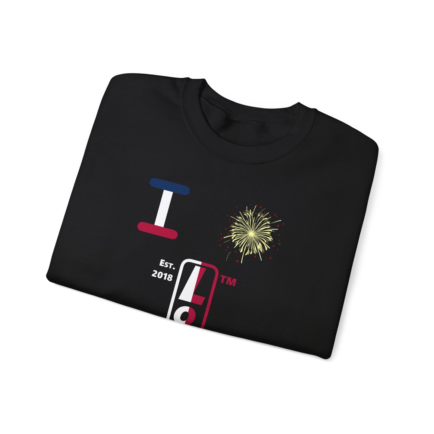 I Burst LongD positive quarters tag upright logo crewneck sweatshirt