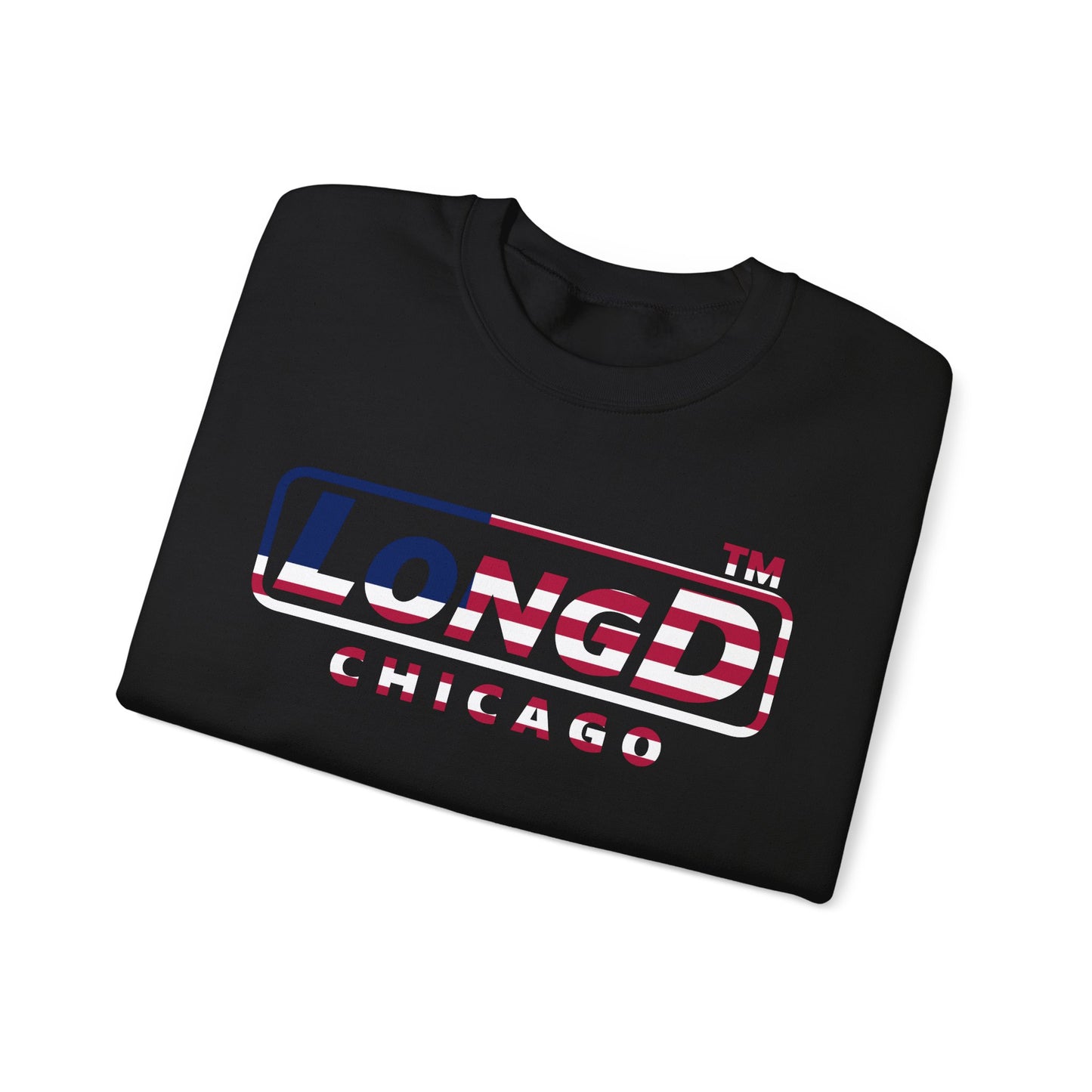 LongD positive flag Chicago logo crewneck sweatshirt (patriotic colors)