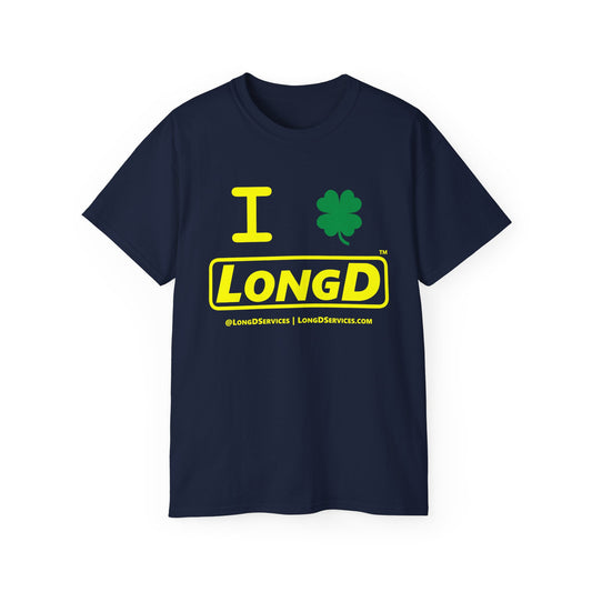 I Clover LongD® Logo Cotton Tee (St. Patrick's Day -Yellow with 4-leaf clover)