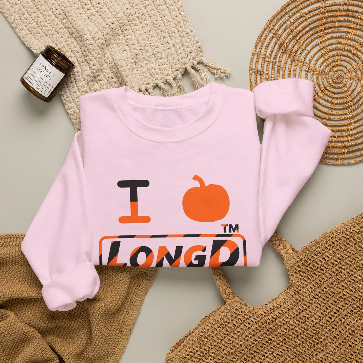 I pumpkin LongD Tag-domain positive 12-striped logo crewneck sweatshirt