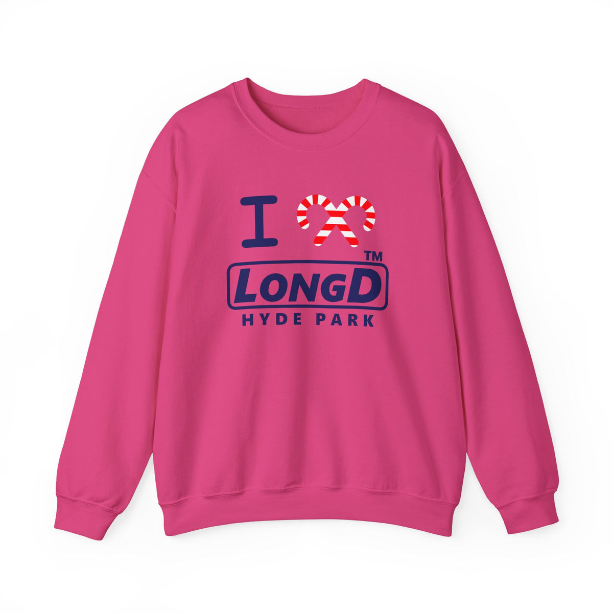 I candy cane LongD Hyde Park positive official basic navy front-back logo crewneck sweatshirt